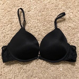 Padded black bra with lace sides